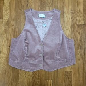 By Anthropologie Plus Size Women Bohemian Rosy Pink Corduroy Casual  Vest 16W